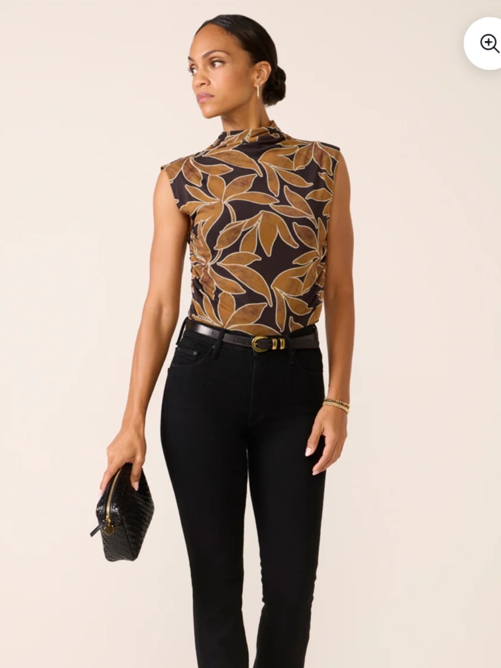 Z Supply Floral Mesh Sleeveless Mock Neck Tank Coconut